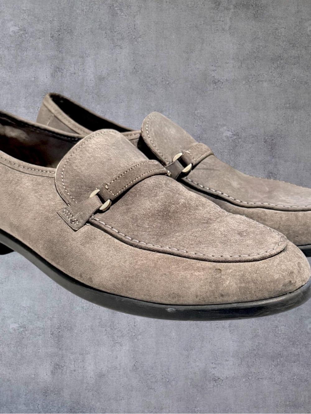 Vintage 1997 Hush Puppies Loafers Mens 10 M Gray Suede Made USA Comfort Flex